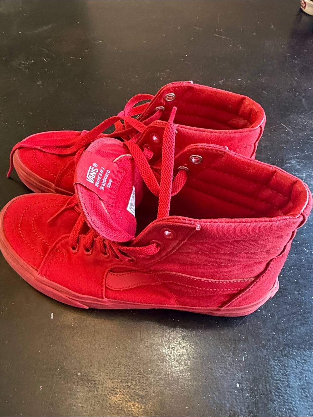 Vans Kids Red High-Top Canvas Sneakers - Picture 4 of 6